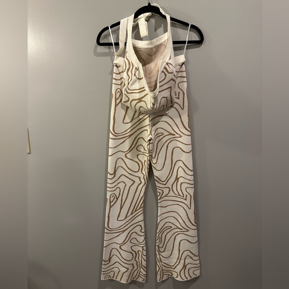 Blue Blush Mocha Swirl Halter Top and Pants Matching Set Size S Cream Multi - Picture 6 of 16